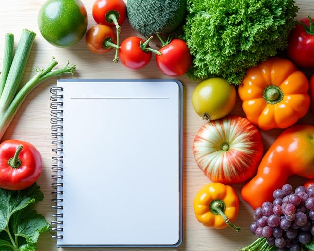 Ernährungsberatung mit frischem Gemüse und Obst